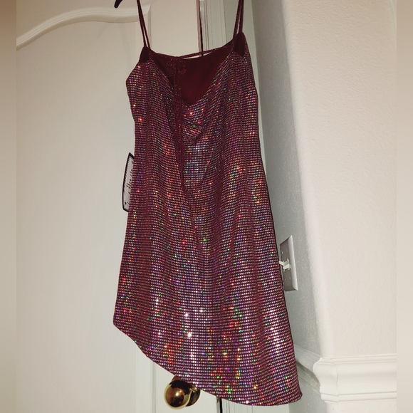 NWT, City Studio Sequined Cowl Back Bodycon Mini Dress (M) - Picture 3 of 3